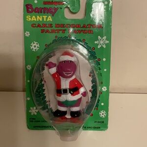 VTG NEW 1993 Unique Barney Santa Cake Topper Decoration Party Favor Dinosaur